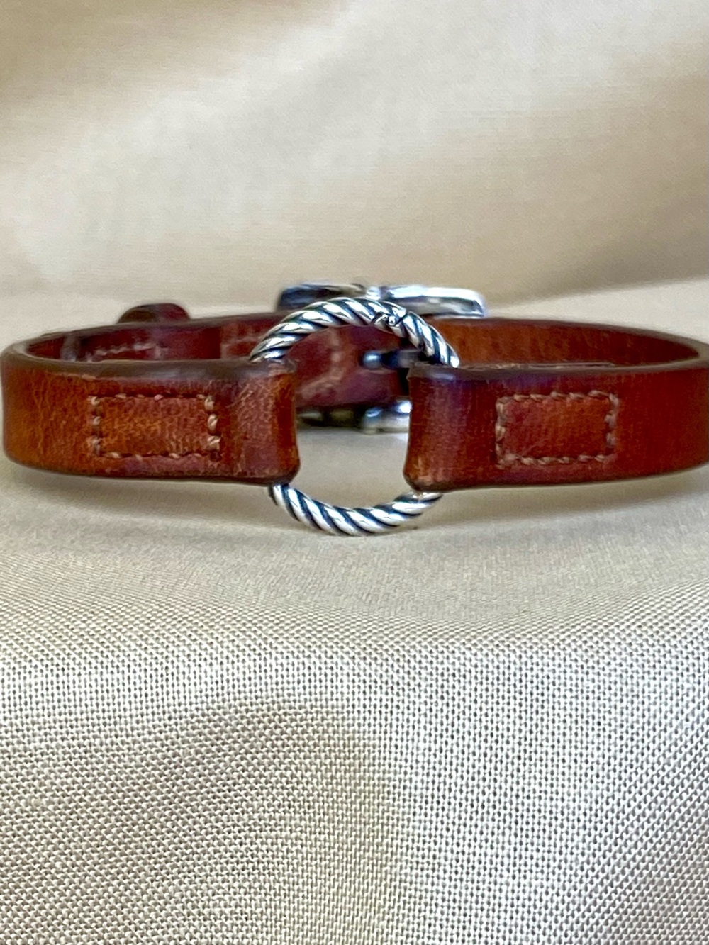 Retired James Avery Sterling & Leather Changeable Charm Bracelet